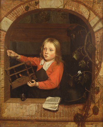 Young Boy with a Birdcage by Jan Adriaensz van Staveren